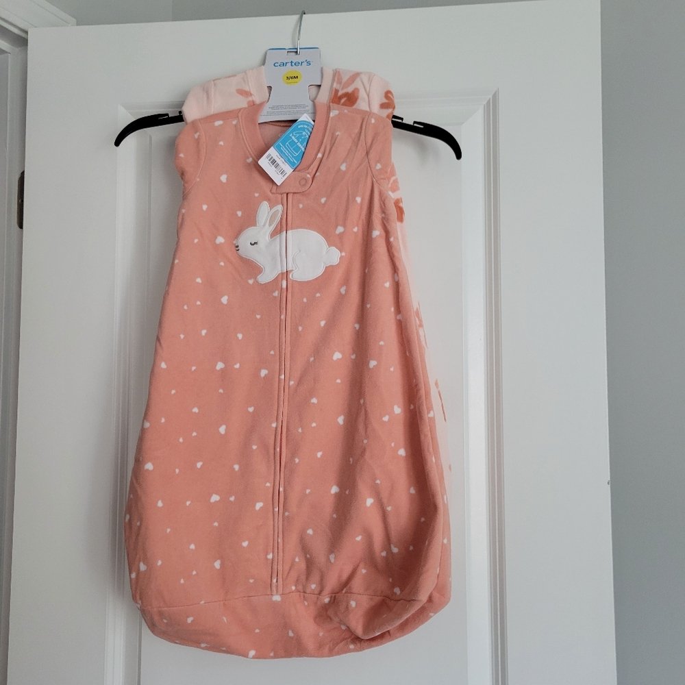 Lot Of 2 Carters  Sleep Sack Sleepers Size 3-6 Mnths Girls  Pink NWT